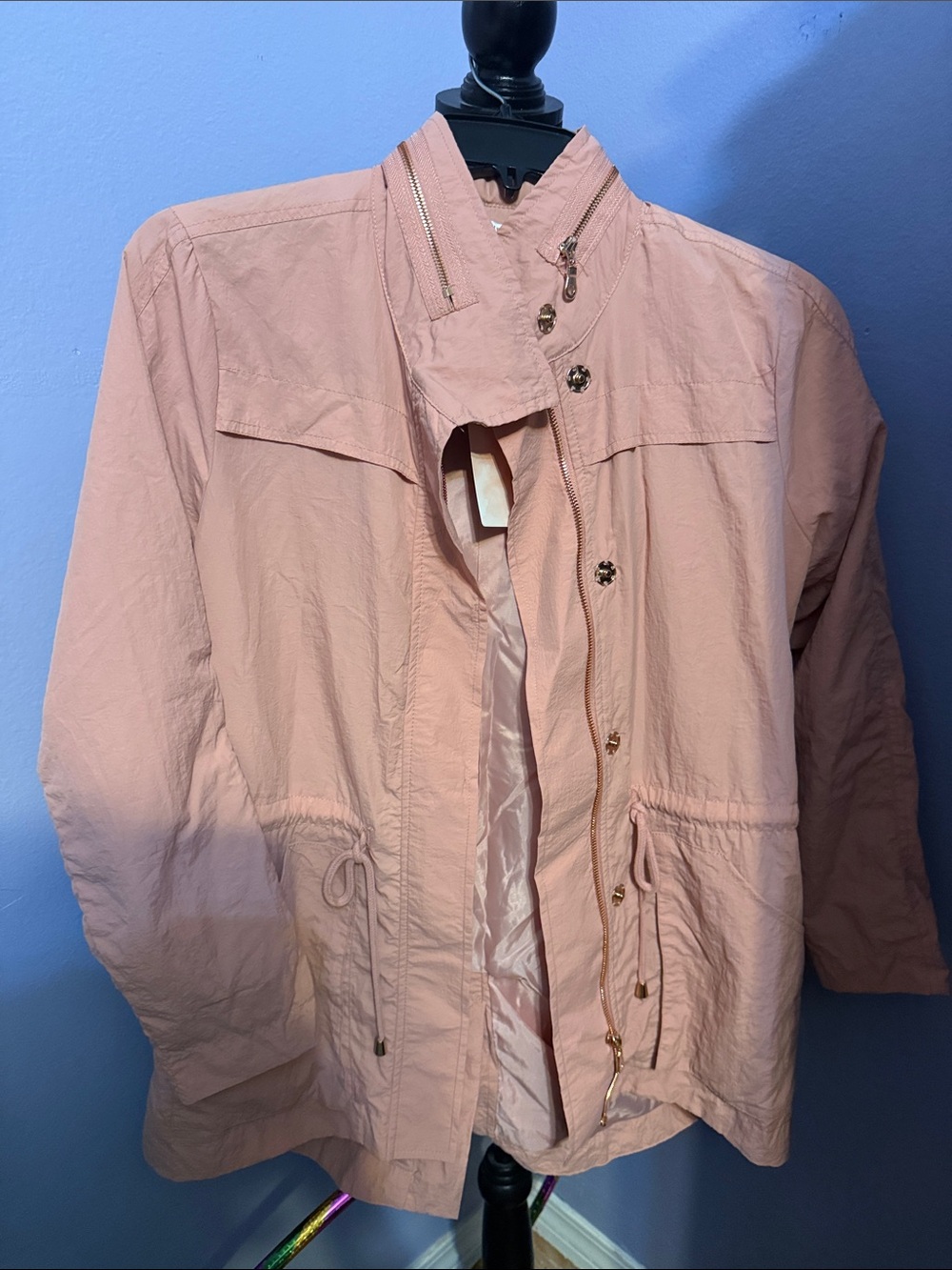 New Directions Blush Pink Utility Jacket with Drawstring Waist
